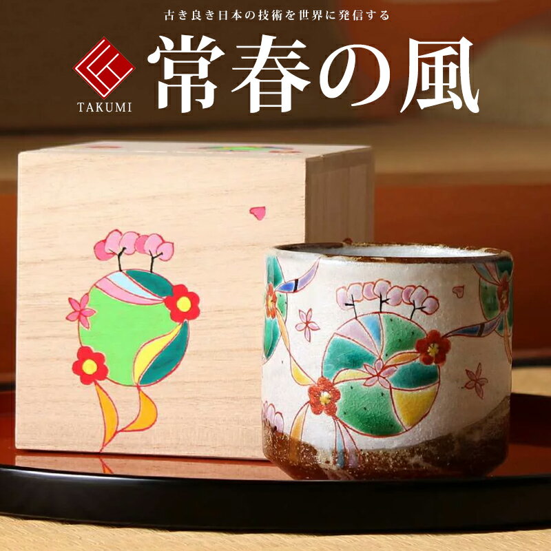 九谷焼 米寿 プレゼント 金婚式 色いろかっぷ 常春の風【陶器 還暦祝い 退職祝 結婚祝い 贈り物 ペア 夫婦 誕生日 退職祝い プレゼント 男性 古希 喜寿 祝い 】