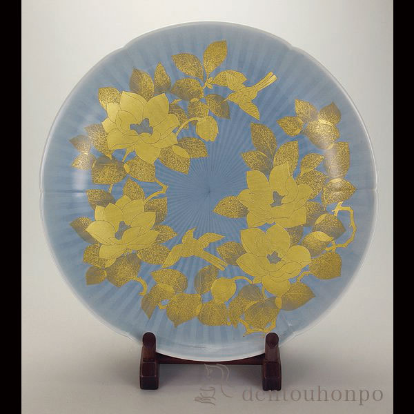 【LINE登録で300円クーポン】 九谷焼 大鉢 釉裏金彩大山蓮華文 限定品 ( 木箱名入れ有料 木札名入れ有料 置物 飾皿 スタンド 絵皿 贈り物 九谷焼 結...