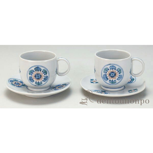 【LINE登録で300円クーポン】 九谷焼 コーヒーカップ 丸紋 ペア ( セット ソーサー ティーカップ 美味しい おすすめ セット 九谷焼 結婚 出産 内祝...