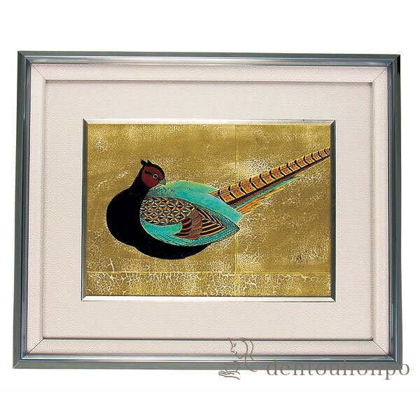 【LINE登録で300円クーポン】 九谷焼 陶額 金箔彩きじ ガラス付 ( プレート名入れ有料 お祝い 取引先 周年記念 創立記念 竣工記念 アートパネル 九谷...