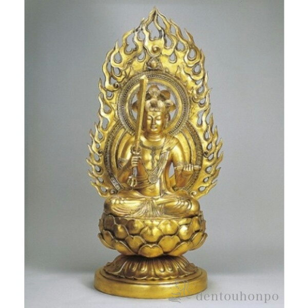 【LINE登録で300円クーポン】 銅製 文珠菩薩 金箔 卯年生まれのお守本尊(三七日) ( 木札名入れ有料 仏像 お寺 日本 屋外 屋内 高岡銅器 法要 メモ...