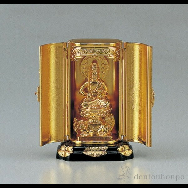 【LINE登録で300円クーポン】 文珠菩薩 純金メッキ 卯年生まれのお守本尊 厨子付 ( 木札名入れ有料 仏壇 寺院 仏様 日本 仏具 高岡銅器 法要 メモリ...
