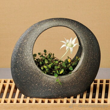 円形花入 灰窯変 ( へちもん 名入れ可 ガラス フラワーベース 花器 一輪挿し おすすめ 信楽焼 周年 創立 上場 竣工 開店 事務所移転 開業 プレゼント お祝い お返し お礼 2020 令和 平成 海外 日本 取引先 法人 日本製 おすすめ 仏壇 仏具 お盆 お墓 可愛い 人気 )