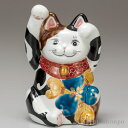 【LINE登録で300円クーポン】 九谷焼 両手招き猫 色絵 6号 ( 木札名入れ有料 父の日 プレゼント 初任給 置物 幸運 開運 まねきねこ 風水 九谷焼 ...