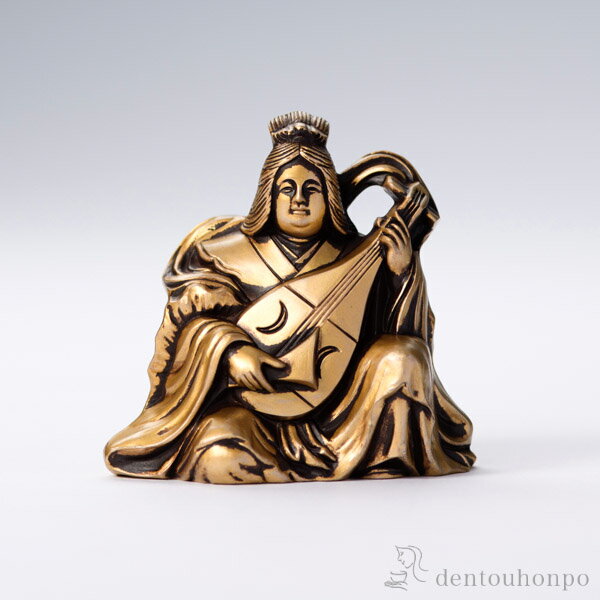 七福神 弁財天 シルキーゴールド ( 木札名入れ有料 退職祝い 定年 恵比寿 大黒 宝船 置物 幸運 高岡銅器 結婚 出産 内祝い 引き出物 金婚式 誕生日プレゼント 還暦祝い 古希 喜寿 米寿 退職 定年 プレゼント お祝い お返し お礼 令和 海外 日本 男性 女性 日本製 )
