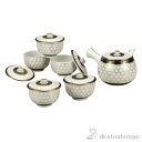 【10%OFFクーポン 本日23:59まで】 蓋付茶器セット 亀甲文 急須1個、湯呑5客 ( あす楽 母の日 プレゼント 初任給 茶器セット 急須 湯呑み 日本...