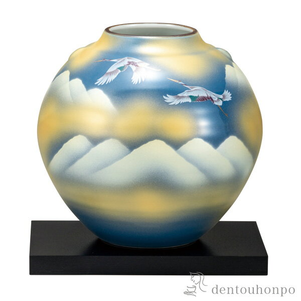 乐天商城 - 花瓶 鶴連山 5.5号 台付 ( 木札名入れ有料 初任給 プレゼント 母の日 ガラス フラワーベース 花器 一輪挿し おすすめ 九谷焼 周年 創立 上場 竣工 開店 事務所移転 開業 プレゼント お祝い お返し お礼 令和 海外 日本 取引先 法人 日本製 おすすめ 仏壇 仏具 お盆 )