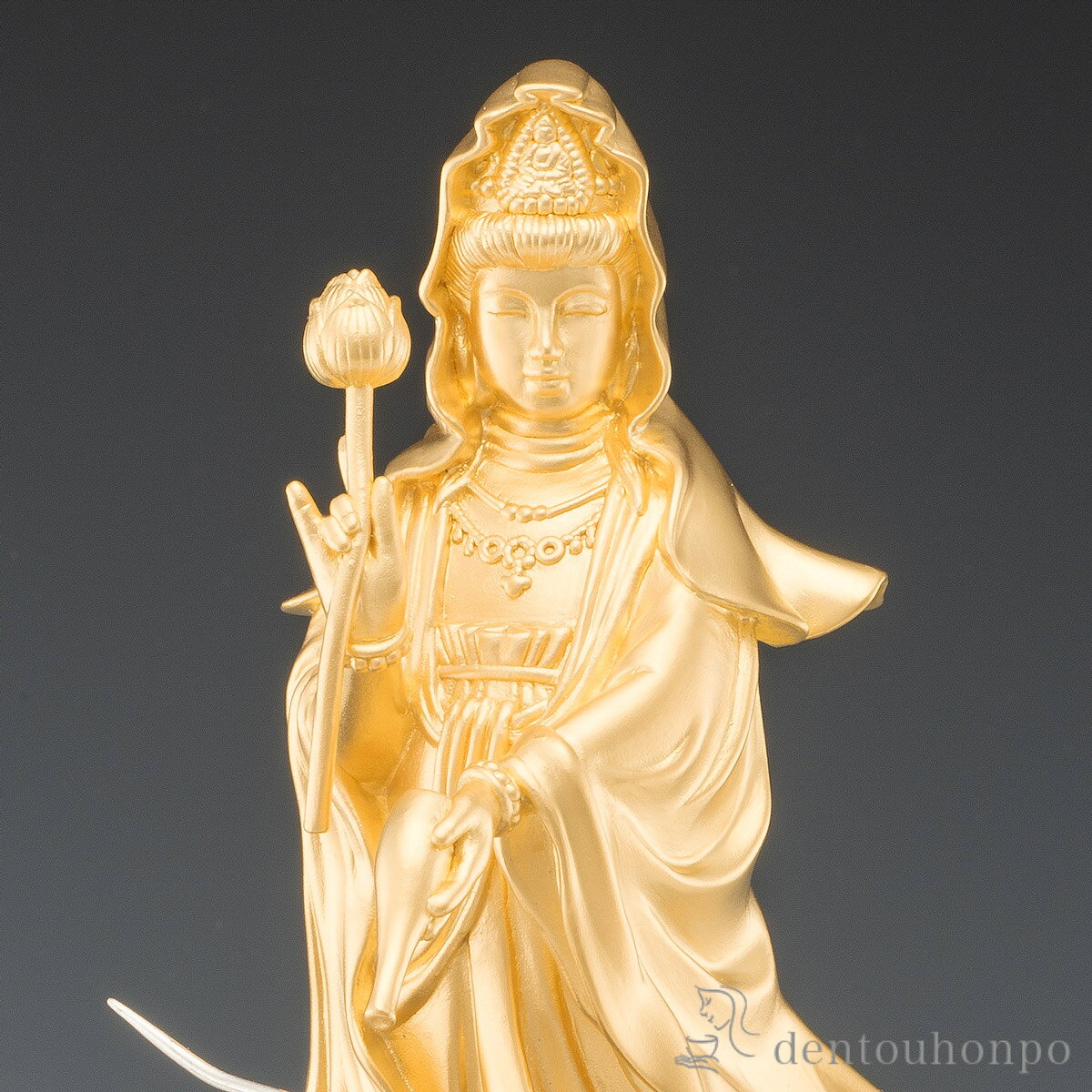 純金/銀製 龍上観音 純金75g ( 仏壇 寺院 仏様 日本 仏具 東京銀器（金工芸） 法要 メモリアル 法事 祈念 弔事 寄進 奉納 開店 事務所移転 開業 プレゼント お祝い お返し お礼 令和 海外 日本 男性 女性 日本製 おすすめ 仏壇 仏具 お守り 人気 ) dentouhonpo-10033301 伝統本舗 サンプル画像3