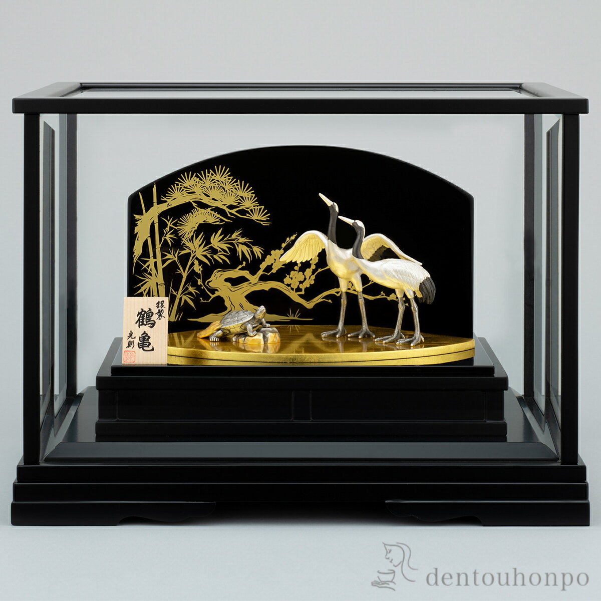 【5%OFFクーポン 本日23:59まで】 銀製 鶴亀 LPC 50g ( プレート名入れ有料 木札名入れ有料 高級 コレクション 美術品 工芸品 伝統 東京銀...