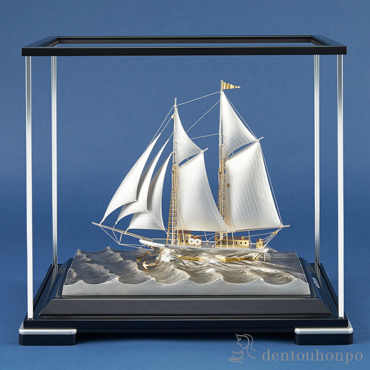 【LINE登録で300円クーポン】 銀製 ヨット 2本マスト A・435g ソリッドケース ( プレート名入れ有料 木札名入れ有料 高級 コレクション 美術品 ...