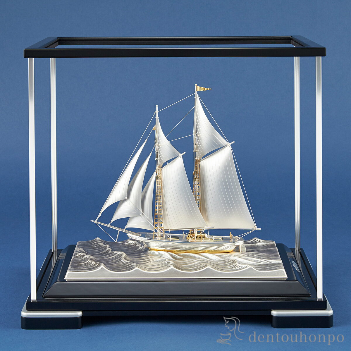 【LINE登録で300円クーポン】 銀製 ヨット 2本マスト B・270g ソリッドケース ( プレート名入れ有料 木札名入れ有料 高級 コレクション 美術品 ...
