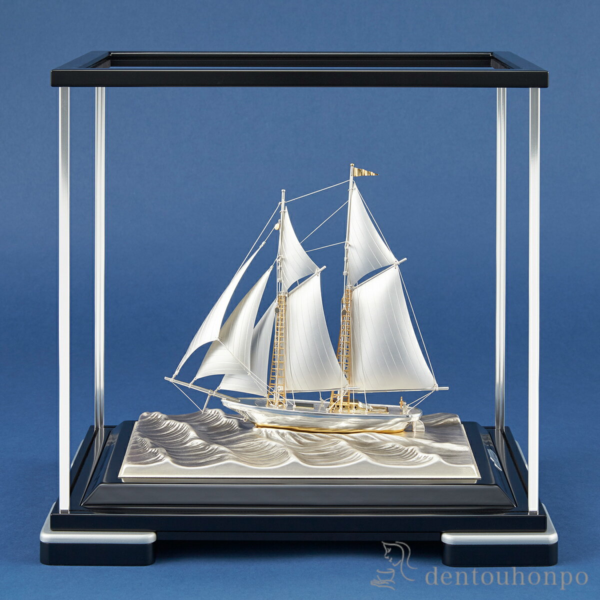 【5%OFFクーポン 本日23:59まで】 銀製 ヨット 2本マスト C・197g ソリッドケース ( プレート名入れ有料 木札名入れ有料 高級 コレクション ...