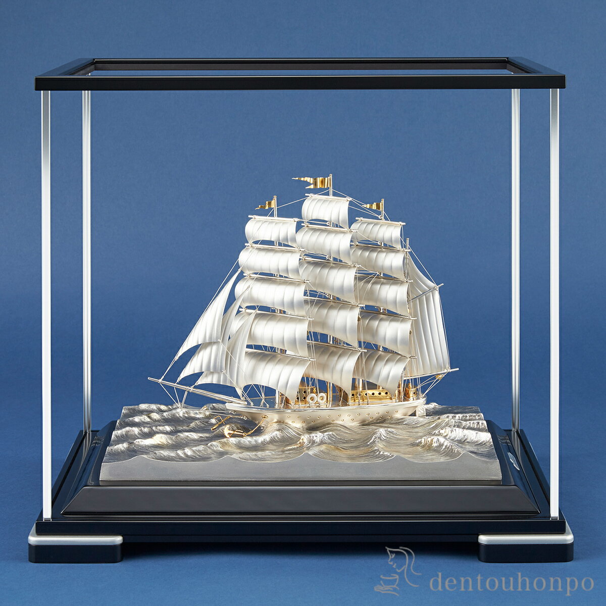 【5%OFFクーポン 本日23:59まで】 銀製 帆前船 A・530g ソリッドケース ( プレート名入れ有料 木札名入れ有料 高級 コレクション 美術品 工芸...