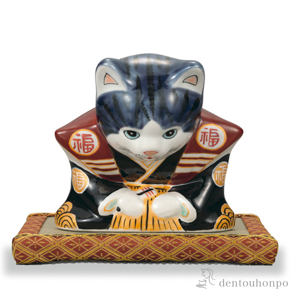 樂天商城 - 【11%OFFクーポン&P5倍 6/4 20~24時】 お辞儀福助猫 紫釉彩 6号 畳台付 ( 木札名入れ有料 置物 幸運 開運 まねきねこ 風水 九谷焼 結婚 出産 内祝い 引き出物 金婚式 誕生日プレゼント 還暦祝い 古希 喜寿 米寿 退職 定年 プレゼント お祝い お返し お礼 令和 両親 父 母 )