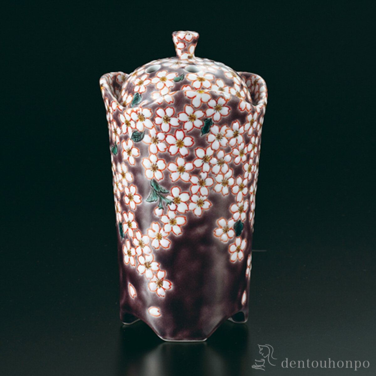 香炉 夜桜 ( 木箱名入れ有料 お香 線香 リラックス 仏具 人気 九谷焼 周年 創立 上場 竣工 上場 竣工 ..