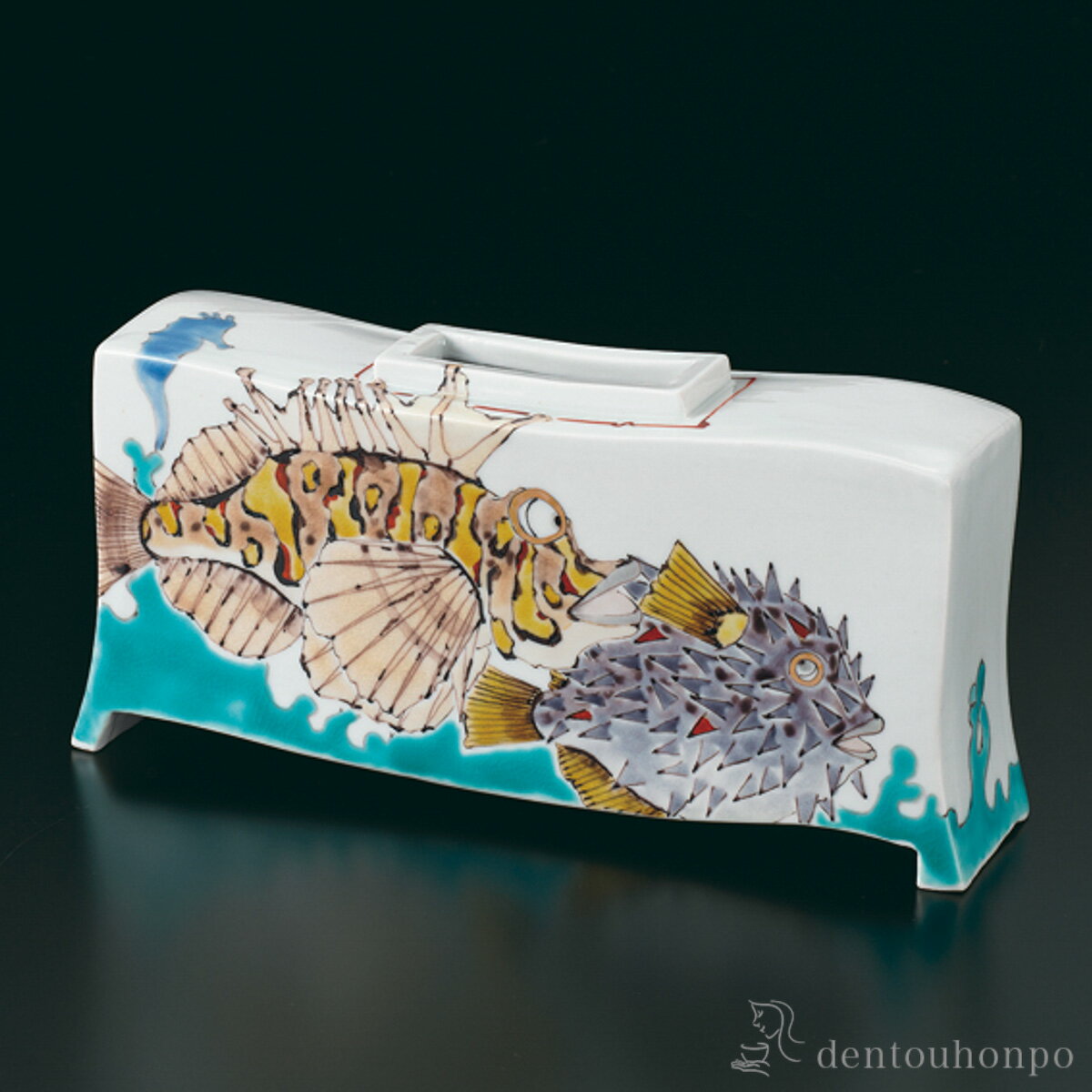 樂天商城 - 花器 魚紋 ( 木箱名入れ有料 木札名入れ有料 ガラス フラワーベース 花器 一輪挿し おすすめ 九谷焼 周年 創立 上場 竣工 開店 事務所移転 開業 プレゼント お祝い お返し お礼 令和 海外 日本 取引先 法人 日本製 おすすめ 仏壇 仏具 お盆 )