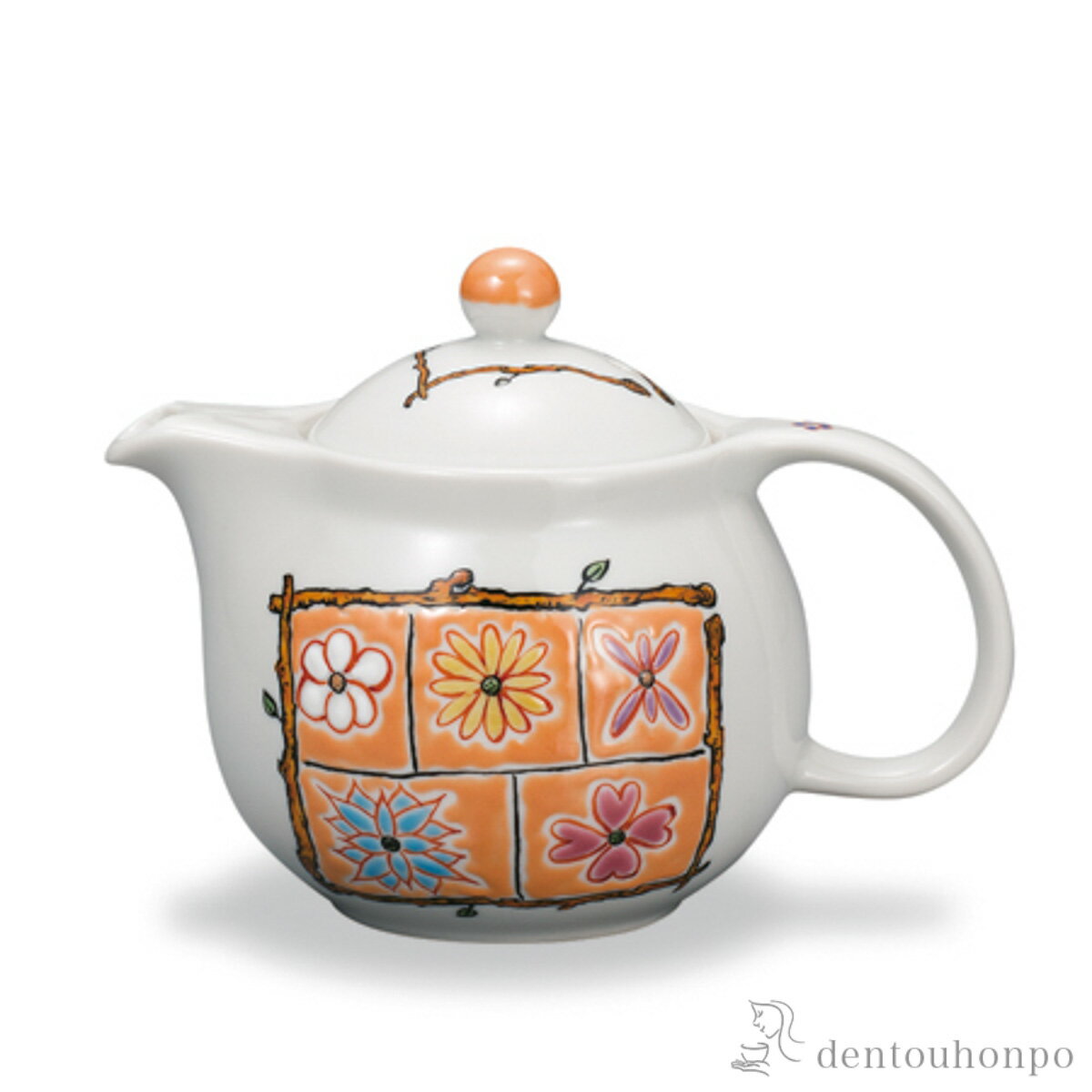 乐天商城 - ポット急須 フラワーBOX オレンジ 茶こし付 ( 初任給 プレゼント 母の日 ティーポット お茶 煎茶 日本茶 おすすめ 九谷焼 結婚 出産 内祝い 引き出物 金婚式 誕生日プレゼント 還暦祝い 古希 喜寿 米寿 退職 定年 プレゼント お祝い お返し )