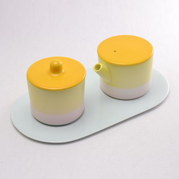 【5％OFFクーポン 本日23:59まで】S＆B Milk Can ＆ Sugar Can ＆ Platter Set Yellow／Light pink セット ( 1616 / arita japan あす楽 母の日 プレゼント 初任給 ガラス クリーマー シュガーポット 醤油 おすすめ 有田焼 結婚 出産 内祝い 引き出物 金婚式 )