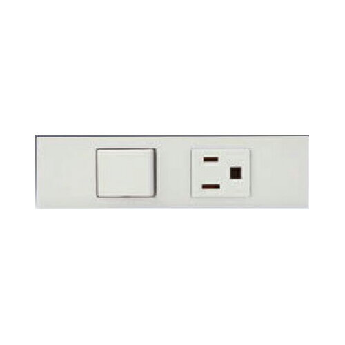 Rakuten - 神保電器:NKシリーズ 家具・機器用 シボ加工品 3路スイッチ＋接地コンセントセット 型式:KAG-2715:S3.C5G(PW)