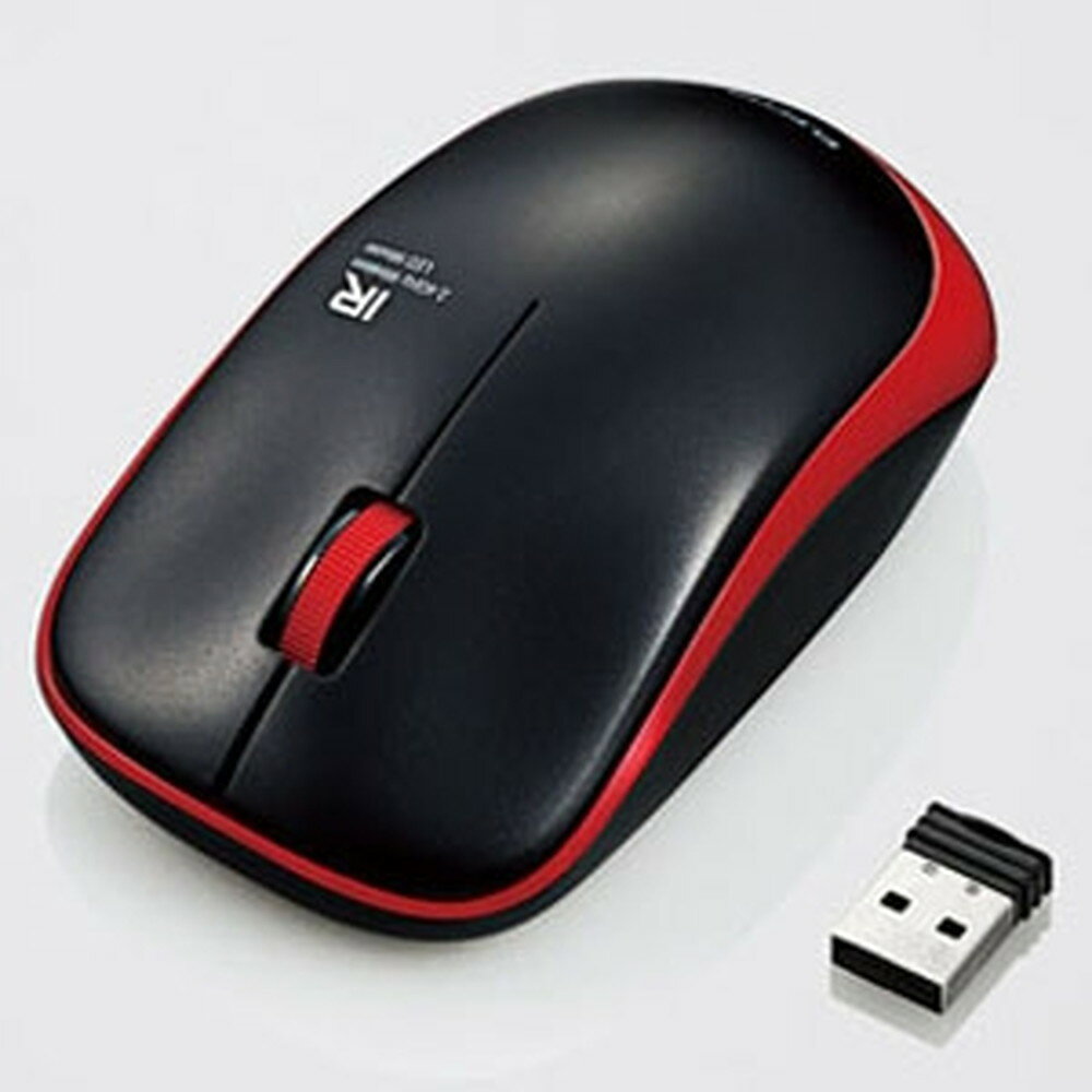 ELECOM ワイヤレスマウス 《ENEL0シリーズ》 2.4GHz方式 IR LED方式 Mサイズ 3ボタン レッド M-IR07DRRD