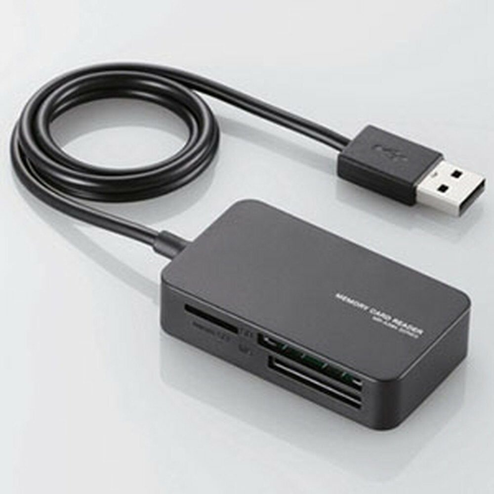 ELECOM USB2.0小型メモリリーダライタ 4スロット 54メディア対応 ブラック MR-A39NBK