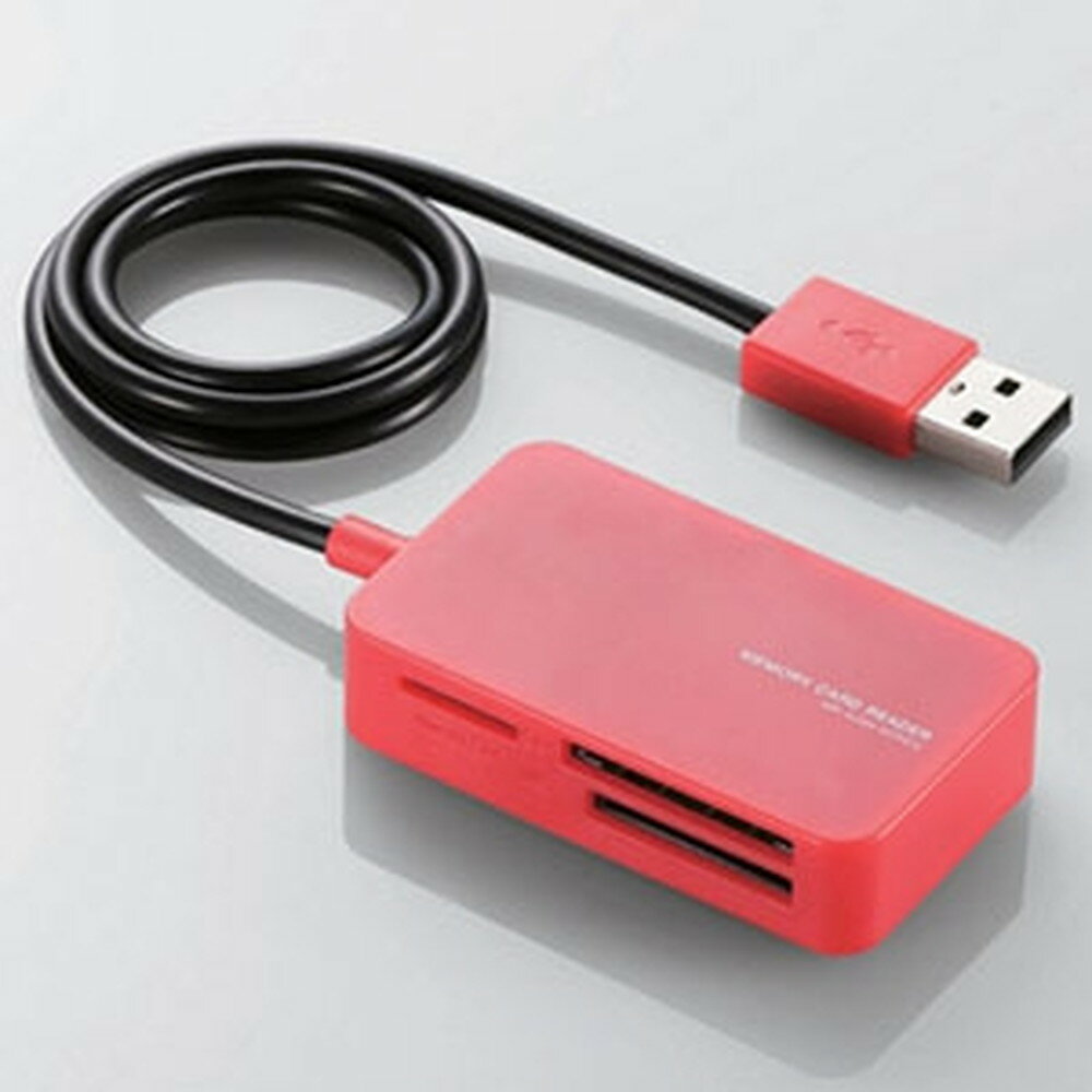 ELECOM USB2.0小型メモリリーダライタ 4スロット 54メディア対応 レッド MR-A39NRD