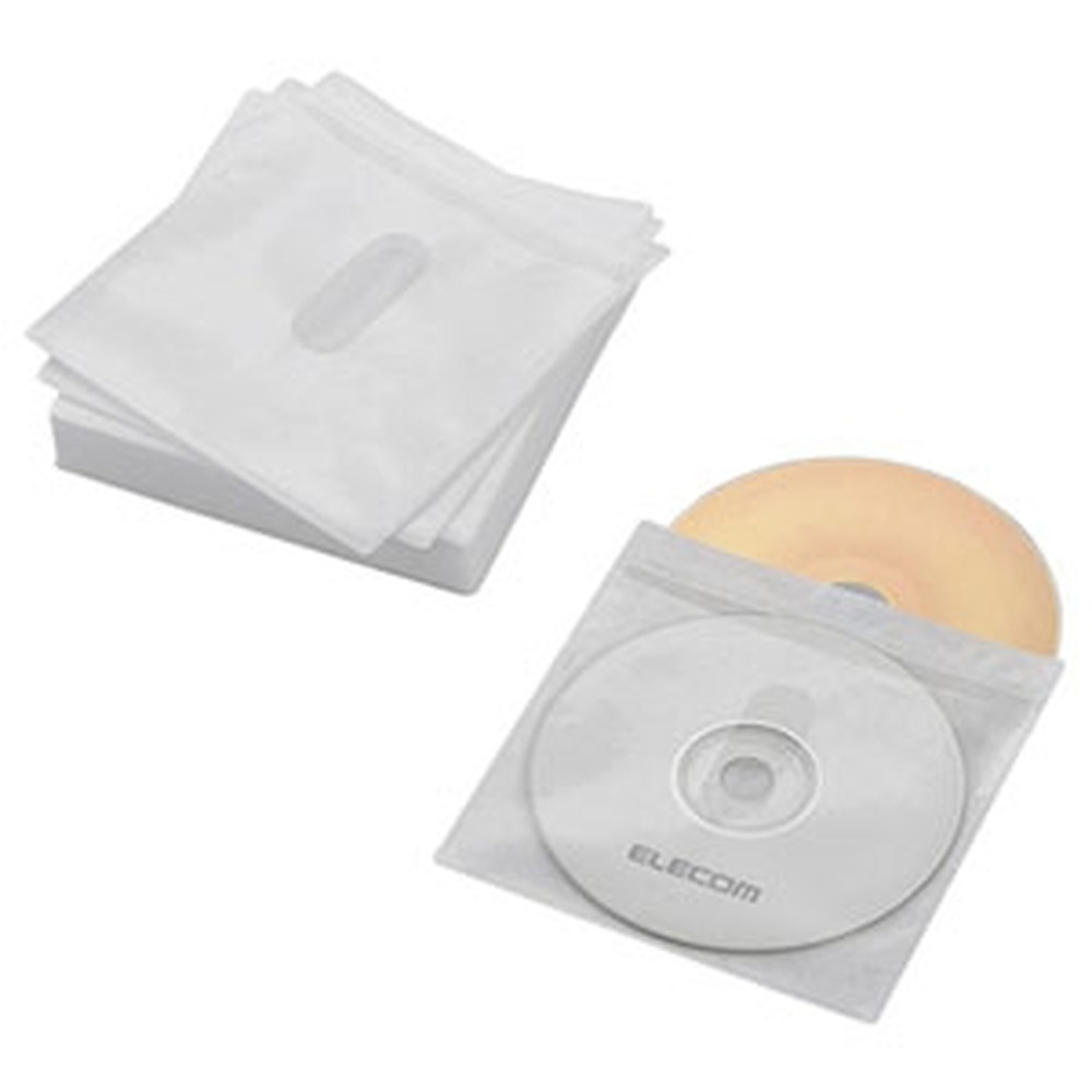ELECOM Blu-ray・CD・DVD不織布ケース 2枚収納 タイトルカード付 30枚セット ホワイト CCD-NIWB60WH