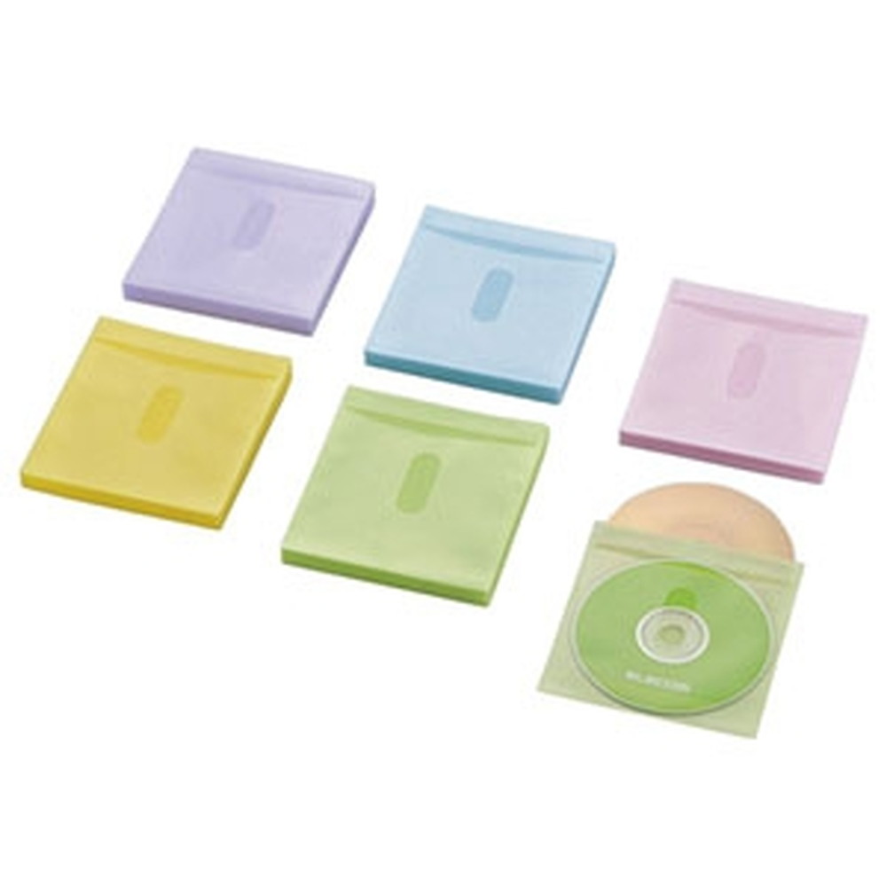 ELECOM Blu-ray・CD・DVD不織布ケース 2枚収納 タイトルカード付 60枚セット アソートカラー CCD-NIWB1..