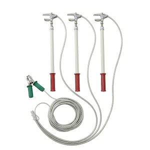 【仕様】●メーカー:長谷川電機工業●型番:HF型●商品名:キュービクル万能用●使用電圧AC34.5kV以下●頭部金物 広角度調整タイプ●絶縁棒の長さ エポキシパイプ(φ26×338mm)ゴムニギリ付●アース線22m?×1.5m×3本 8m?×15m×1本●接地金物 クリップ●打込接地棒 φ10剛棒●収納袋 携帯型400×600×100●質量 5.6kg