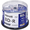 マクセル 録画用ブルーレイディスク BD-R ひろびろワイドレーベルディスク 1回録画用 25GB(1層) 1〜4倍速対応 BRV25WPG.50SP