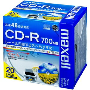 マクセル データ用CD-R ひろびろ美白レーベルディスク 700MB 2～48倍速対応 20枚入 CDR700S.WP.S1P20S