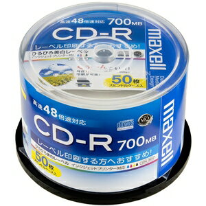 マクセル データ用CD-R ひろびろ美白レーベルディスク 700MB 2～48倍速対応 50枚入 CDR700S.WP.50SP