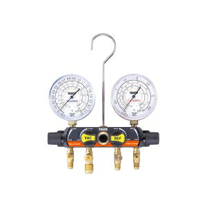 【特長】●特に真空ラインに3/8″を使用しているため、真空引きの抵抗が少なく、より短時間で所定の真空度に到達することができます。●仕様・付属品:φ80高・低圧ゲージ、1:4″150cmホース×3、3:8″100cmホース×1、収納ケース×1【仕様】●メーカー:タスコ●型番:TA124FZA2●商品名:R448AR449AR404A用4バルブゲージマニホールドキット