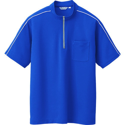 アイトス 半袖クイックドライジップシャツ 男女兼用 ブルー M AZCL3000003M