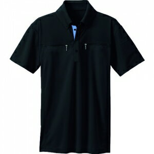 アイトス ボタンダウンダブルジップ半袖ポロシャツ(男女兼用) ブラック LL AZ10602010LL