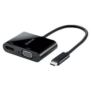 ELECOM Type-CfϊA_v^ TypeC-HDMI&VGA ő2 P[u0.15m AD-CHDMIVGABK