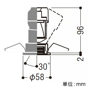 コイズミ照明 LEDユニバーサルダウンライト グレアレス 250・400lmクラス JDR40・65W相当 埋込穴φ50mm 配光角20° 白色 鏡面コーン・白色枠 電源別売 XD92783 2