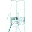 TRUSCO 折りたたみ式作業用踏み台 高さ2.10m 高さ1100手すりフルセット付き TDAD-210-1100TF(4)