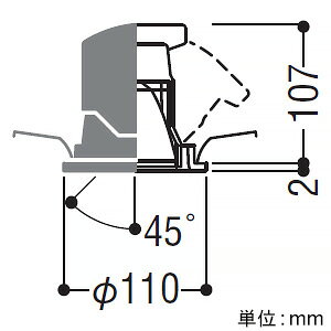 コイズミ照明 LEDユニバーサルダウンライト 浅型 1500・2000lmクラス 埋込穴φ100mm 配光角30° 電球色(2700K) 黒 電源別売 XD103111BA [2]