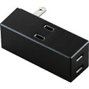 ELECOM トリプルタップ サイドタイプ 2ピン 3個口 ブラック T-TR04-2300BK