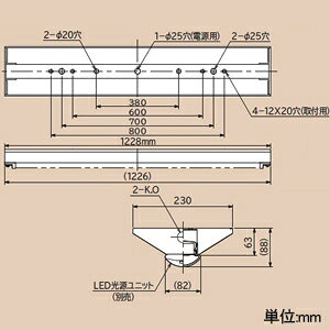 日立 交換形LEDベース器具 《スマートユニット》 特殊環境対応 防湿・防雨形(オイルミスト対応) 直付形 40形 WGN4B1+WGE406LE-N14A1 [2]