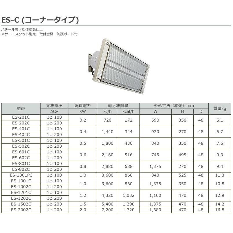 インターセントラル 【メーカー直送品/代引き不可】サンヒート 輻射式遠赤外線ヒーター コーナータイプ 200V 1500W ES-1502C