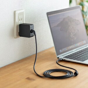 サンワサプライ USB Power Delivery対応AC充電器(PD65W・TypeCケーブル一体型) ACA-PD76BK