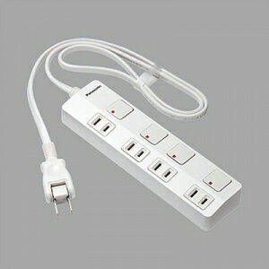 パナソニック ザ タップZ 4コ口 ACアダプター対応 2mコード付 ホワイト ランプレス個別スイッチ付 WHS2..