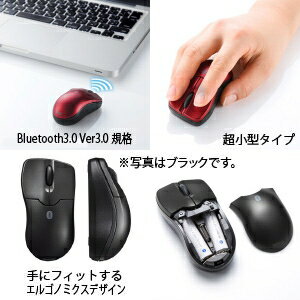 サンワサプライ ワイヤレスマウス Bluetooth3.0タイプ ブルーLEDセンサー方式 超小型サイズ 3ボタンタイプ レッド MA-BTBL27R