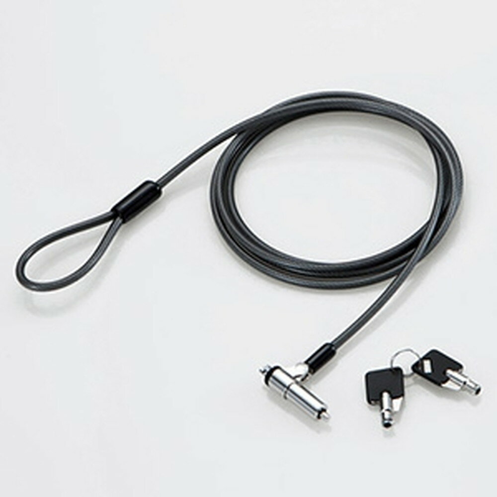 ELECOM セキュリティワイヤーロック シリンダ錠タイプ 標準スロット対応 ワイヤー径4.5mm×長さ2.0m シ..