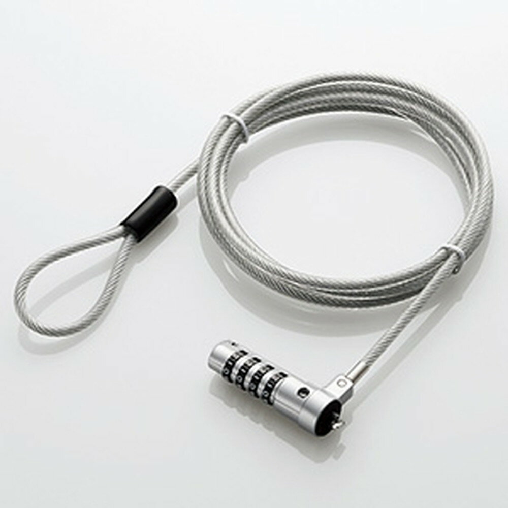 ELECOM セキュリティワイヤーロック ダイヤル錠タイプ 標準スロット対応 ワイヤー径5.0mm×長さ1.8m ESL..