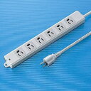 サンワサプライ 工事物件タップ 3P・6個口 抜け止めタイプ 3P(接地付)プラグ 通電ランプ・マグネット付 EM-ECTFエココード 5m TAP-KE6-5