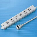 サンワサプライ 工事物件タップ 3P・6個口 抜け止めタイプ 3P(接地付)L型プラグ 通電ランプ・マグネット付 EM-ECTFエココード 1m TAP-KE6L-1