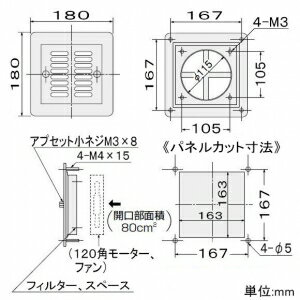 篠原電機 小型通気ギャラリー 屋内用 AC100Vファン1個付 鋼板製 SG1-12-F1